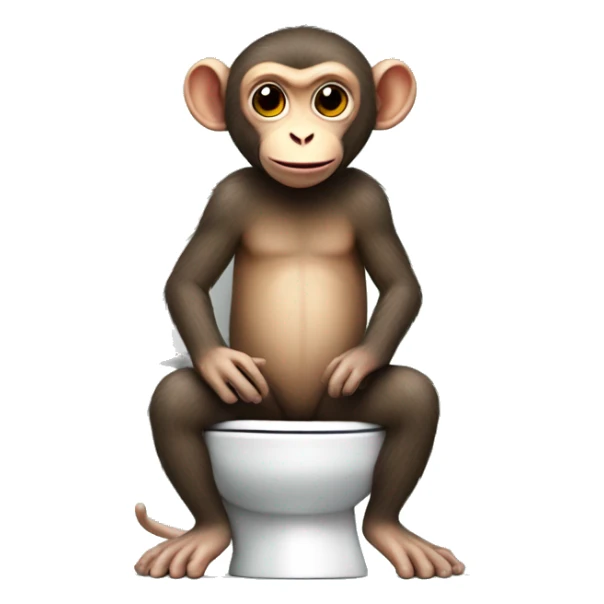 Monkey sitting on a toilet with a naked mole rat sticker