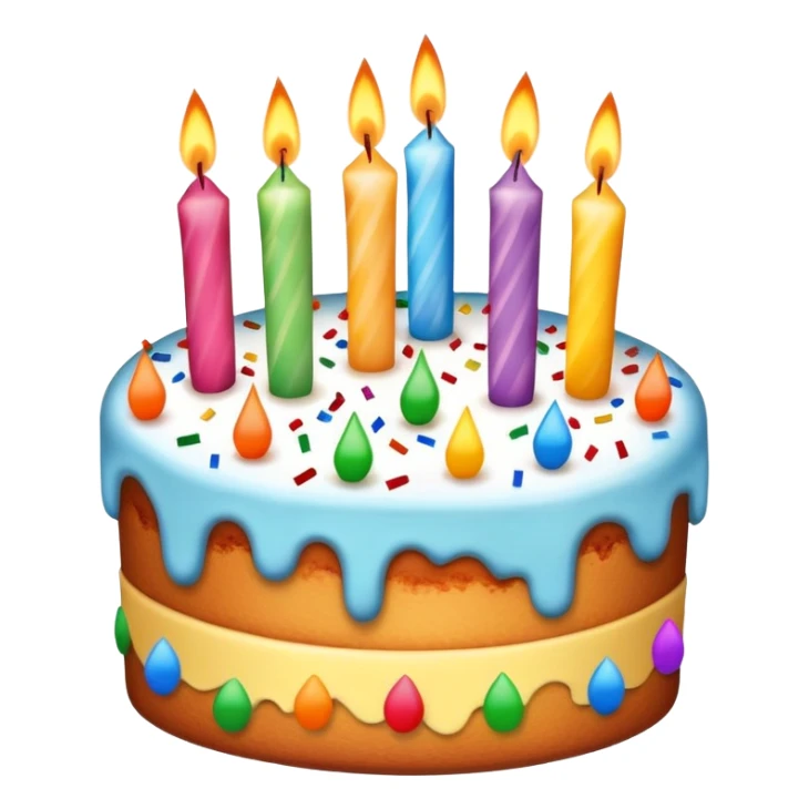 birthday cake with candles and confetti sticker