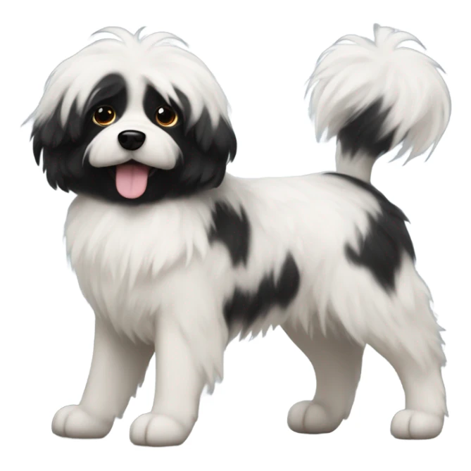 Fluffy dog with black face and white chest with black patches  sticker