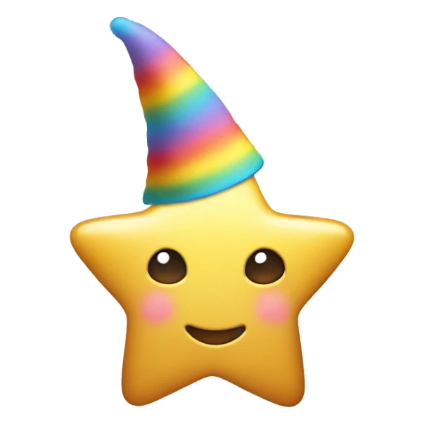 Kawaii golden star with rainbow hat  sticker