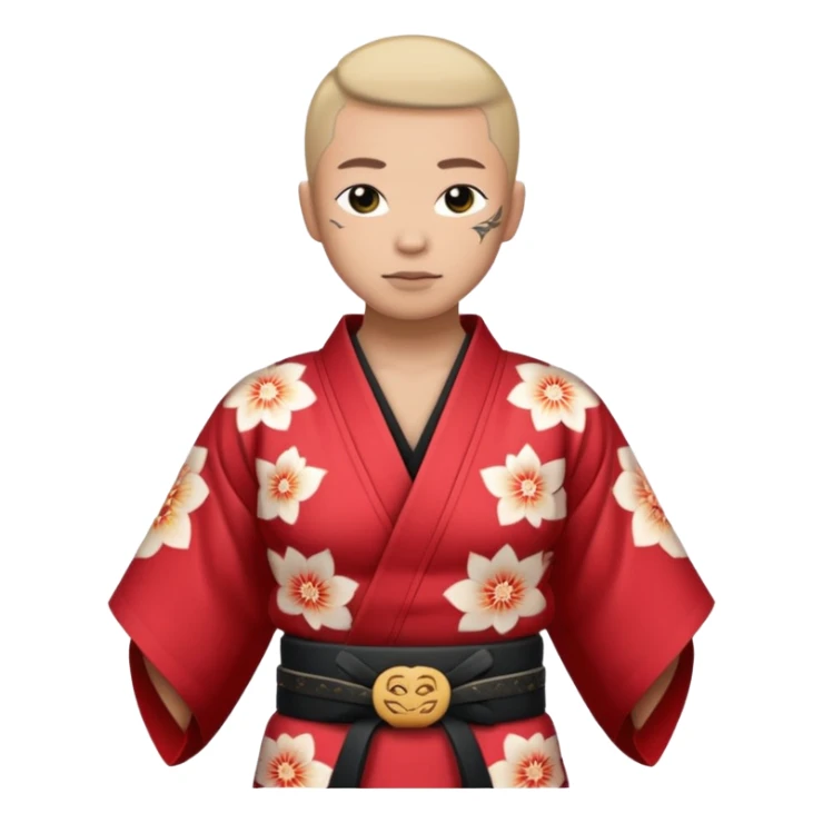 kimono with tatooed, half body to belt sticker