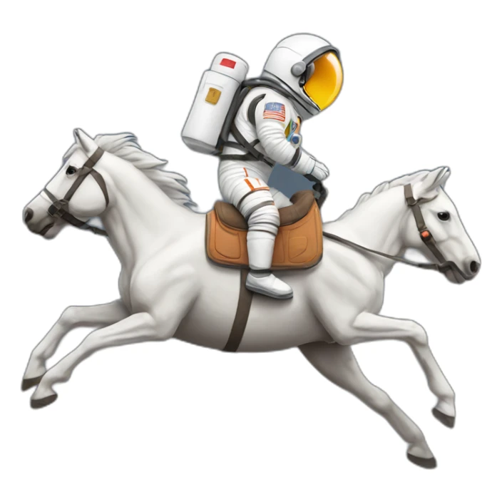 Astronaut with helmet shut riding a wild horse sticker