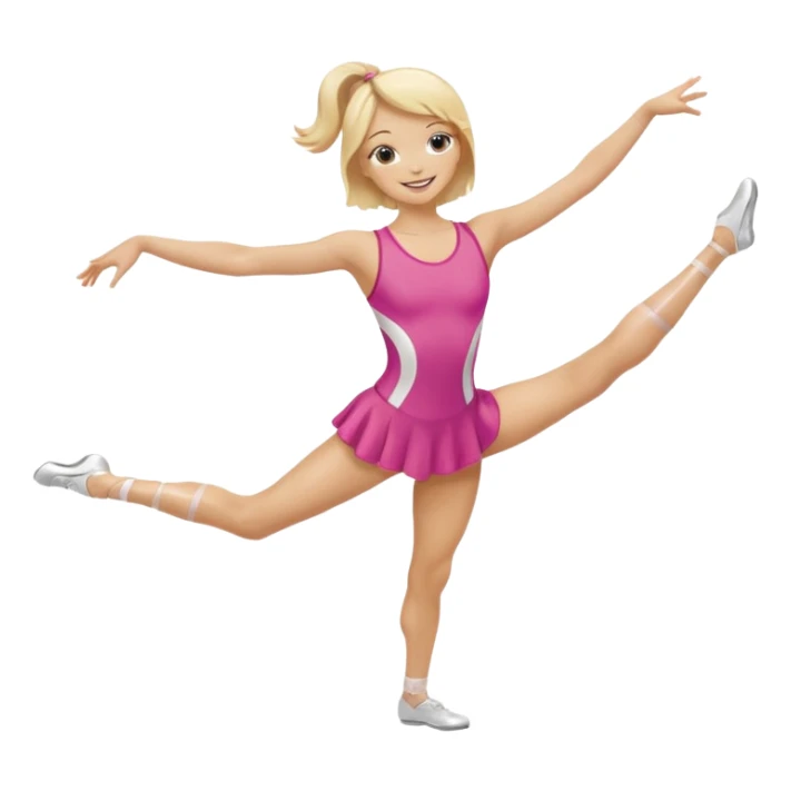 blonde rhythmic gymnast twirling clubs, smiling sticker