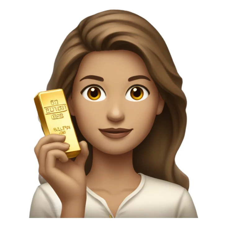 Brown haired Ralph lauren women working holding gold bars  sticker
