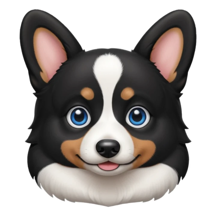 Black corgi one blue eye sticker