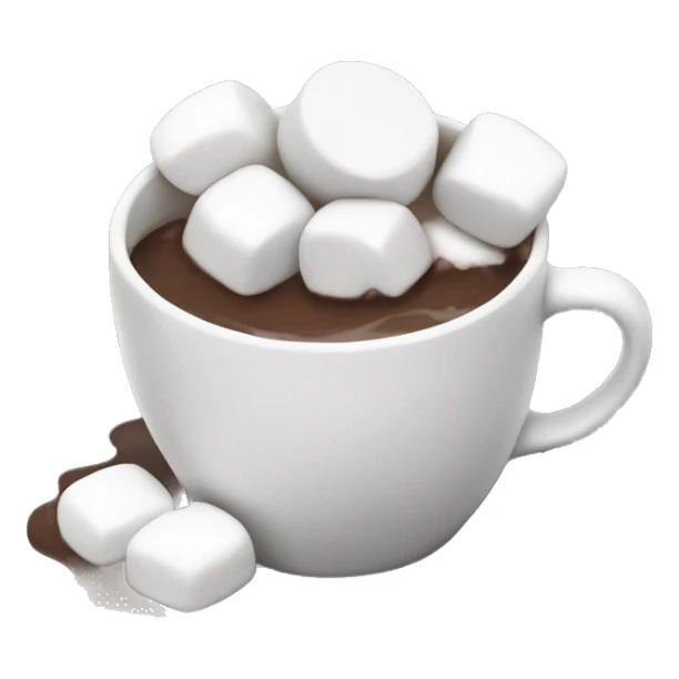 small pile of realistic white marshmallows with bottom half soaked in hot chocolate. sticker