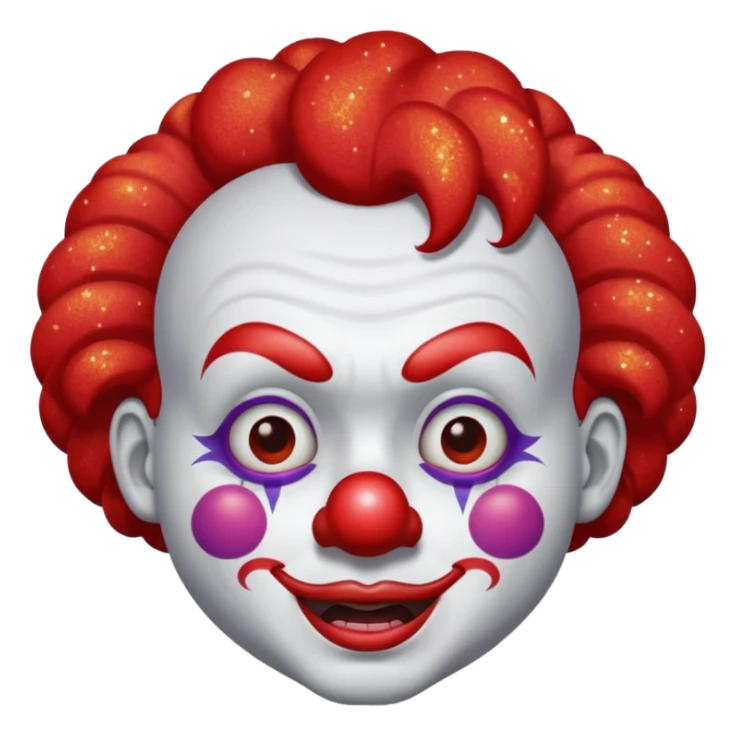 red glitter clown with the retarded facial expression sticker