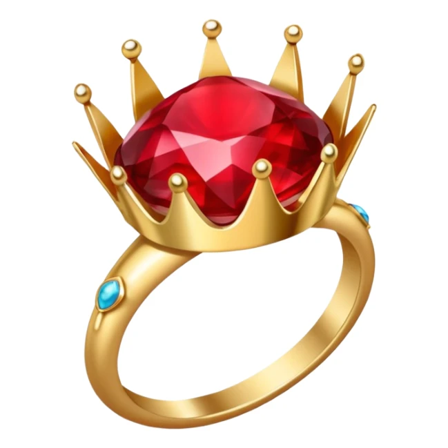 couronne en or à 3 pointes avec un énorme rubis au centre en cabochon sticker