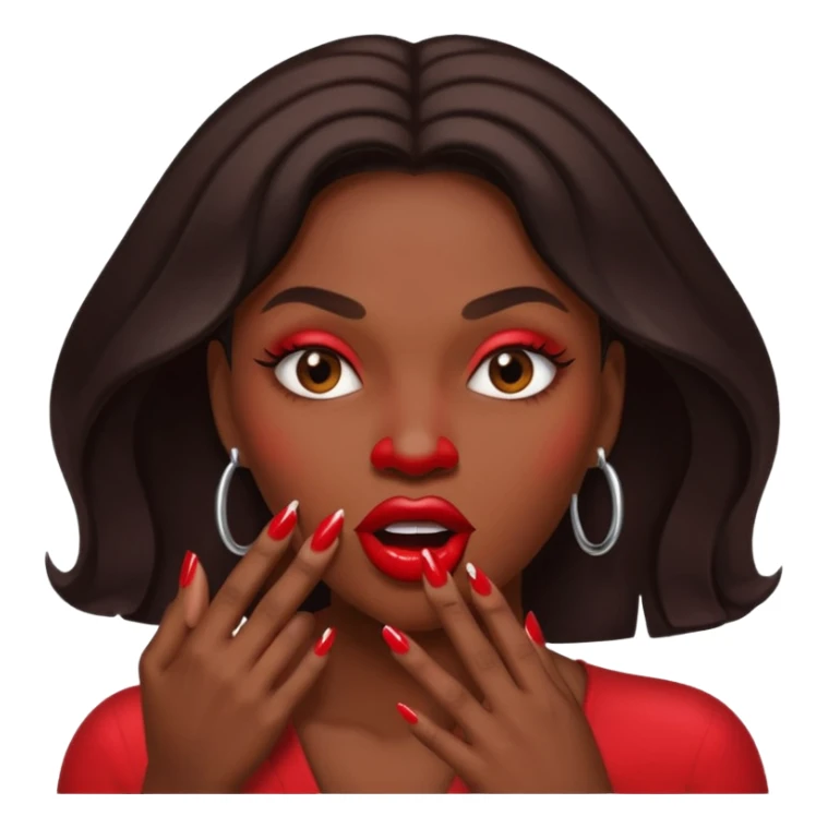 Big lips long nails bestie circle head biting her 1 nail sticker