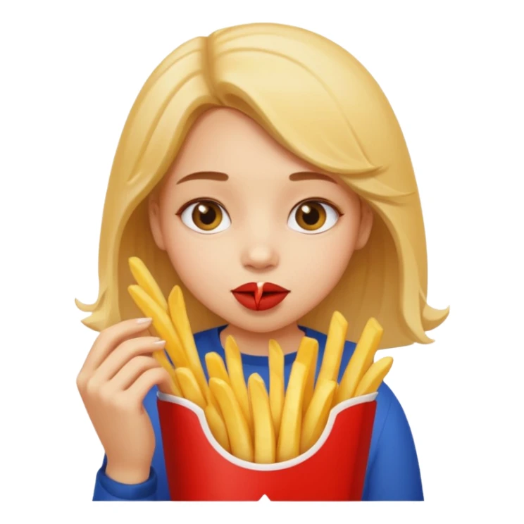 Girl munching fries sticker