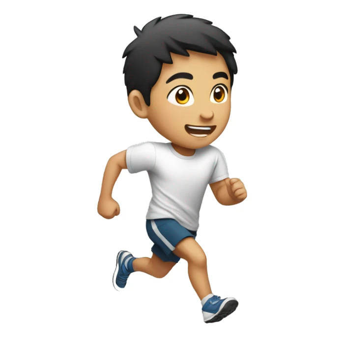 asian Boy with running in t-shirt sticker