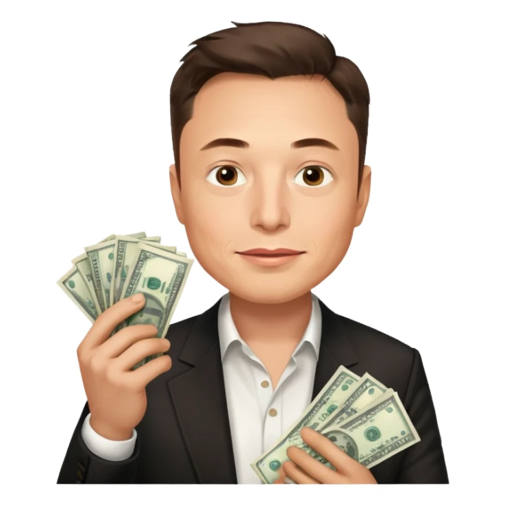 Elon musk holding money sticker