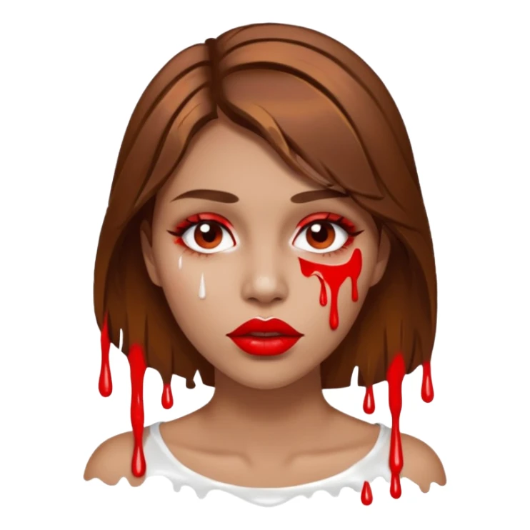 Brown Hair Woman , white paint , drip, face, hot  Sexy, lips sticker