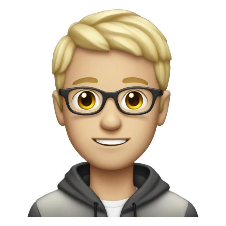 White boy with really short hair music producer with macbook sticker