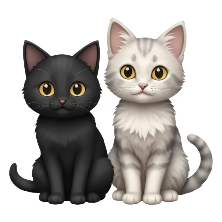 White and grey kitten and black cat sticker
