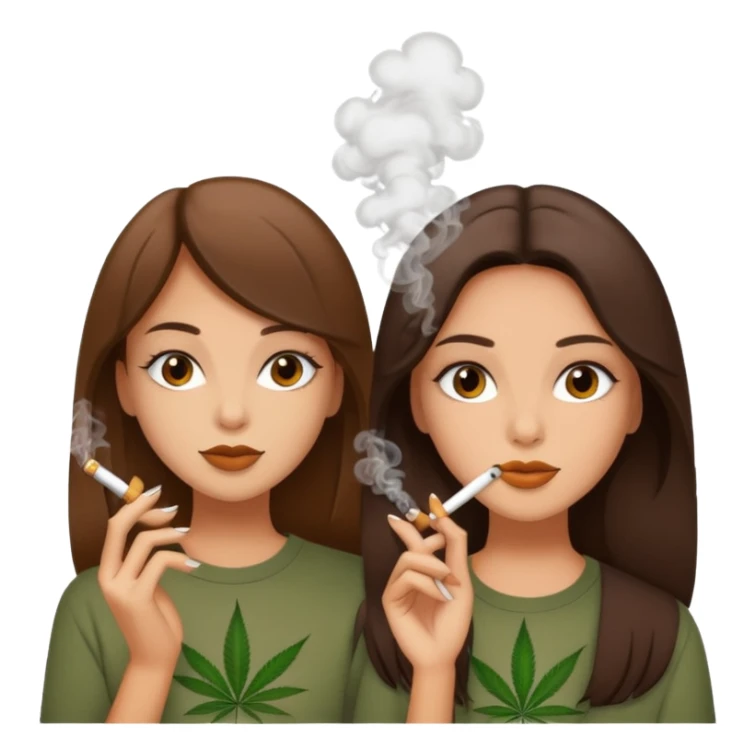 Two tan brunette girls smoking weed  sticker