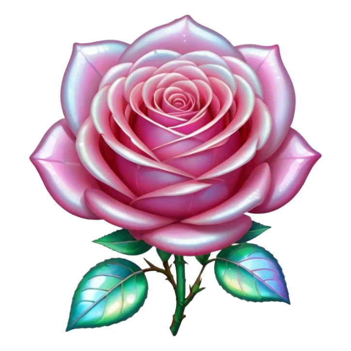 Highly realistic rose that is made with acrylic pearlescent iridescent glass sticker