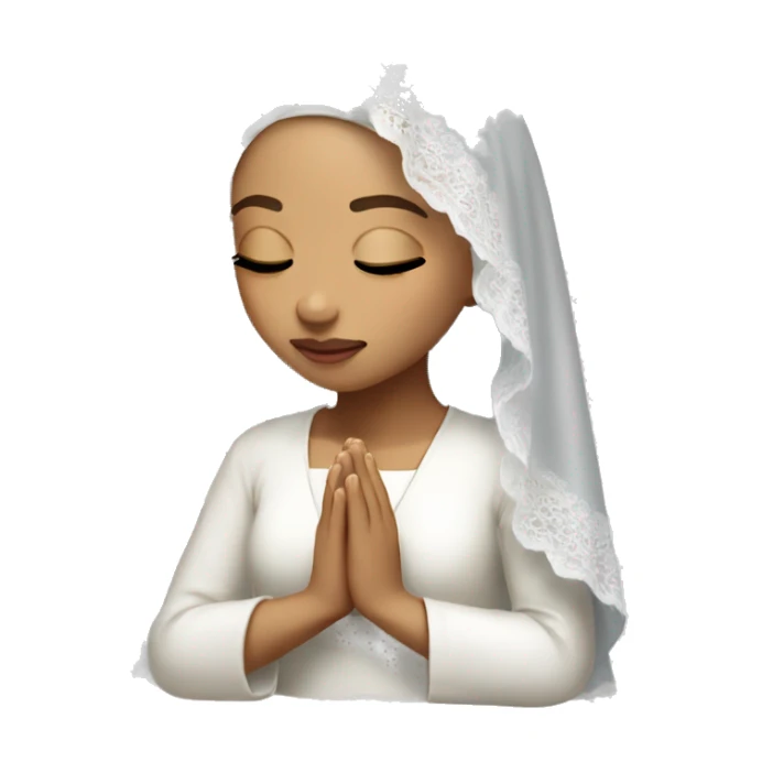 Light skin girl praying with eyes closed and lace white veil  sticker