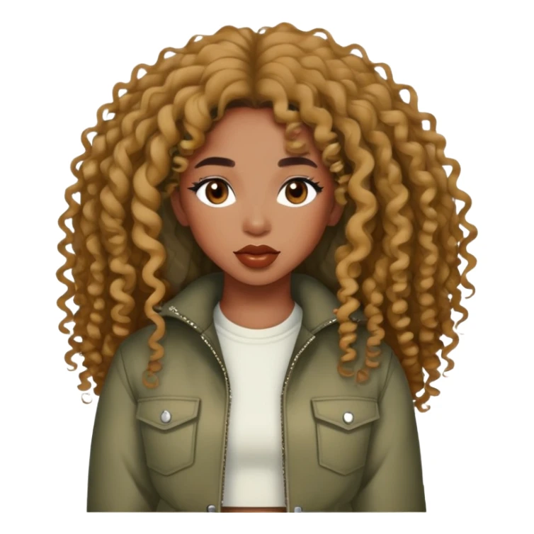SZA with curly black hair and stylish outfit sticker