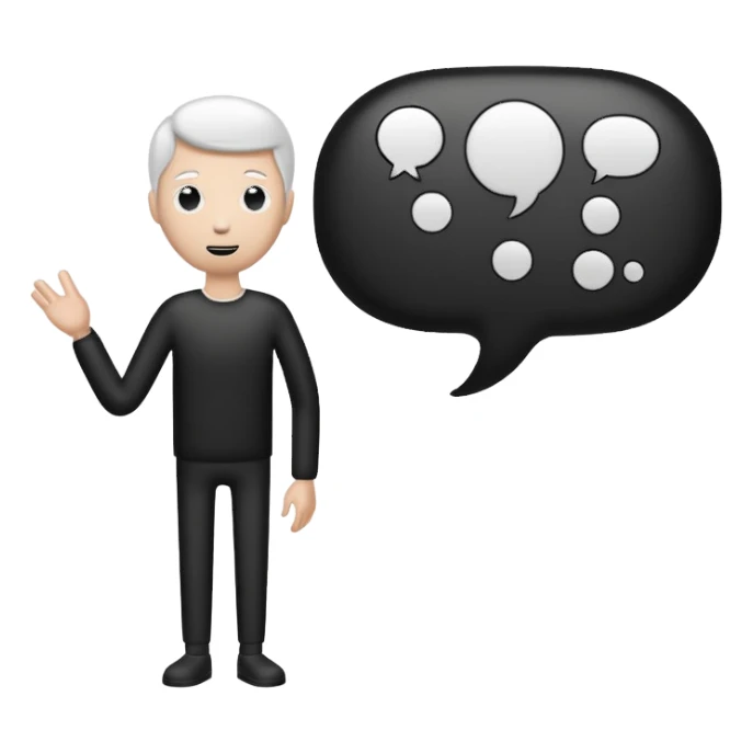 A white and black stick mand with a chat bubble coming from his mouth (encircled) sticker
