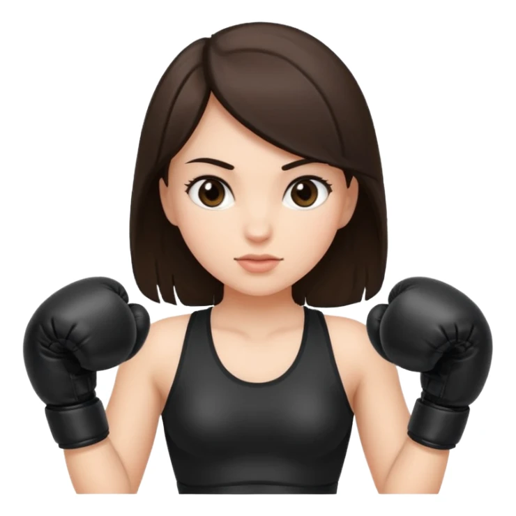 A brunette girl with black boxing gloves sticker