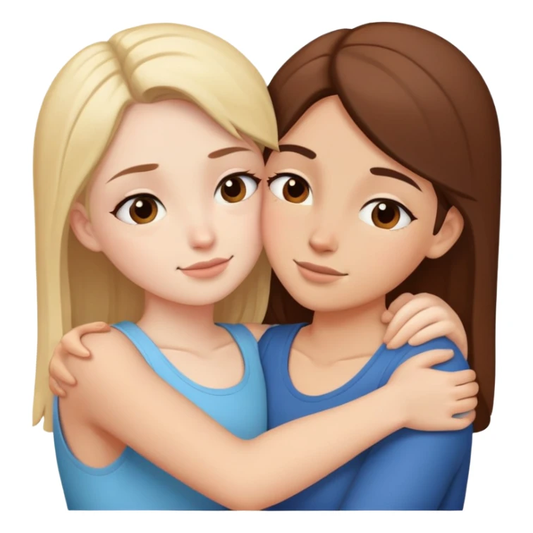 Two besties hugging each other super tight with eyes squinted. Facing each other sticker