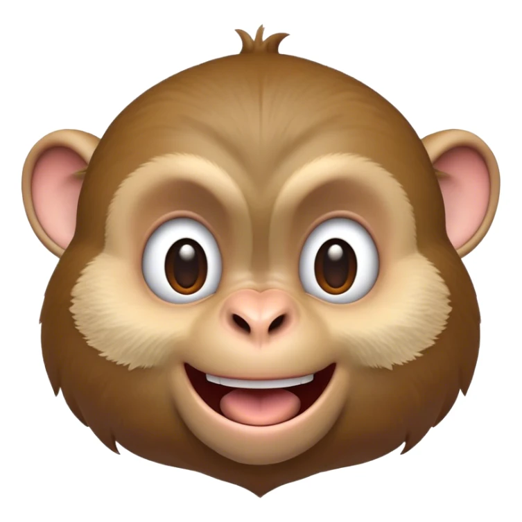 Cinematic Cheeky Macaque Portrait Emoji, Grinning mischievously with a tilted head and a playful smirk, showcasing a smart, agile build with soft, textured fur and wide, sparkling eyes pulling a funny face, Simplified yet strikingly expressive features, highly detailed, glowing with a warm, vibrant radiance, high shine, spirited and impish, stylized with an air of cheeky primate mischief, focused and teasing, soft glowing outline, capturing the essence of a cheeky macaque that looks ready to jump out of the screen with playful charm! sticker