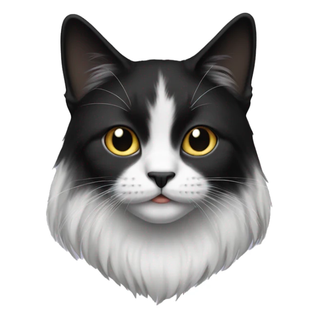 half black and half white long hair cat sticker
