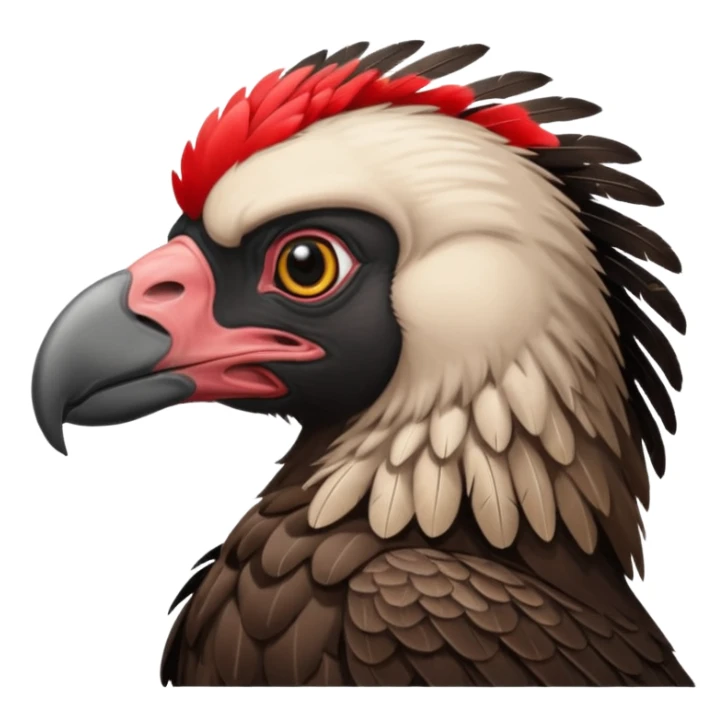 mature vulture with black and red feathers looking straight ahead. sticker