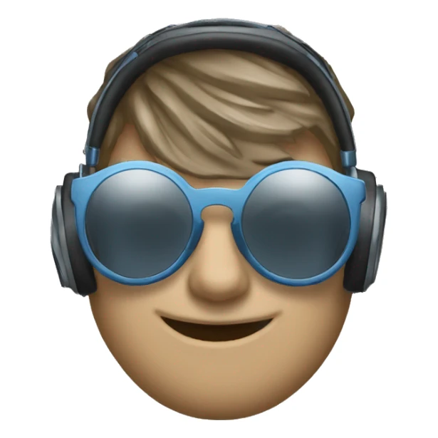 Emoji porteur de lunette et un casque audio sticker