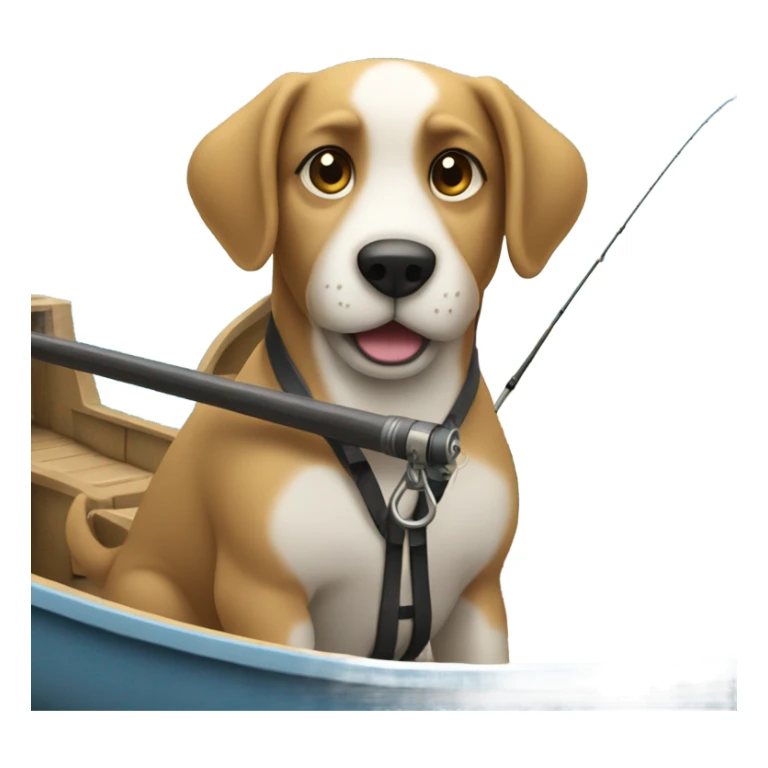 Dog in a boat fishing sticker