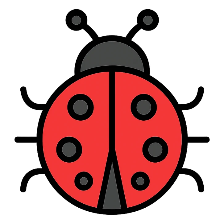 ladybug icon for a corporate brand, simple, geometric, bold, business-like, minimal style sticker