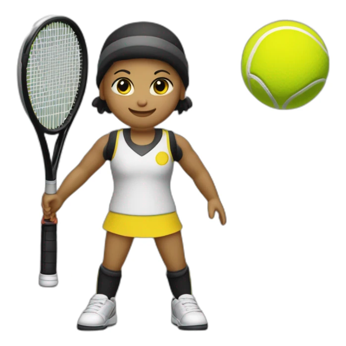 Vecchio signore vestito di nero e giallo gioca stanco con una racchetta da tennis sticker