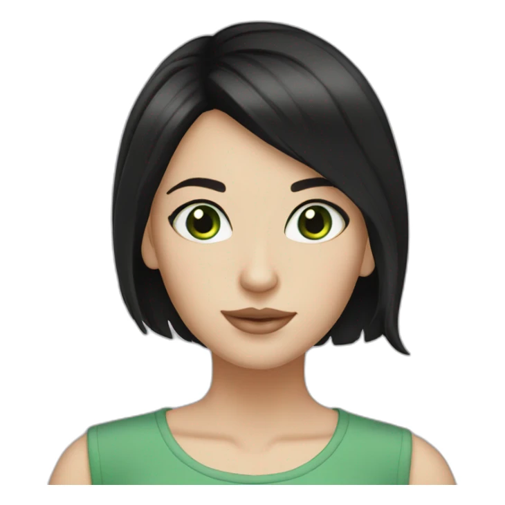 white girl short black hair green eyes sticker