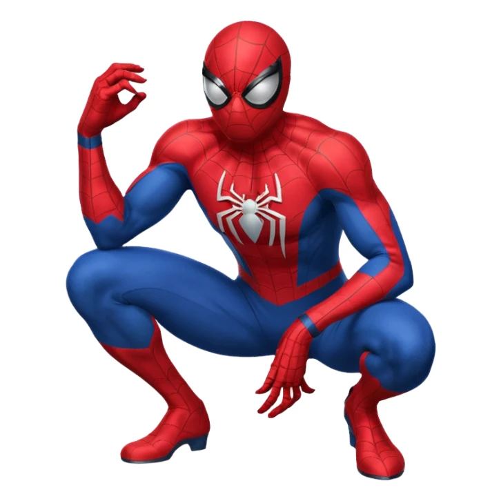 Spiderman crouched pose, mask with white eyes sticker