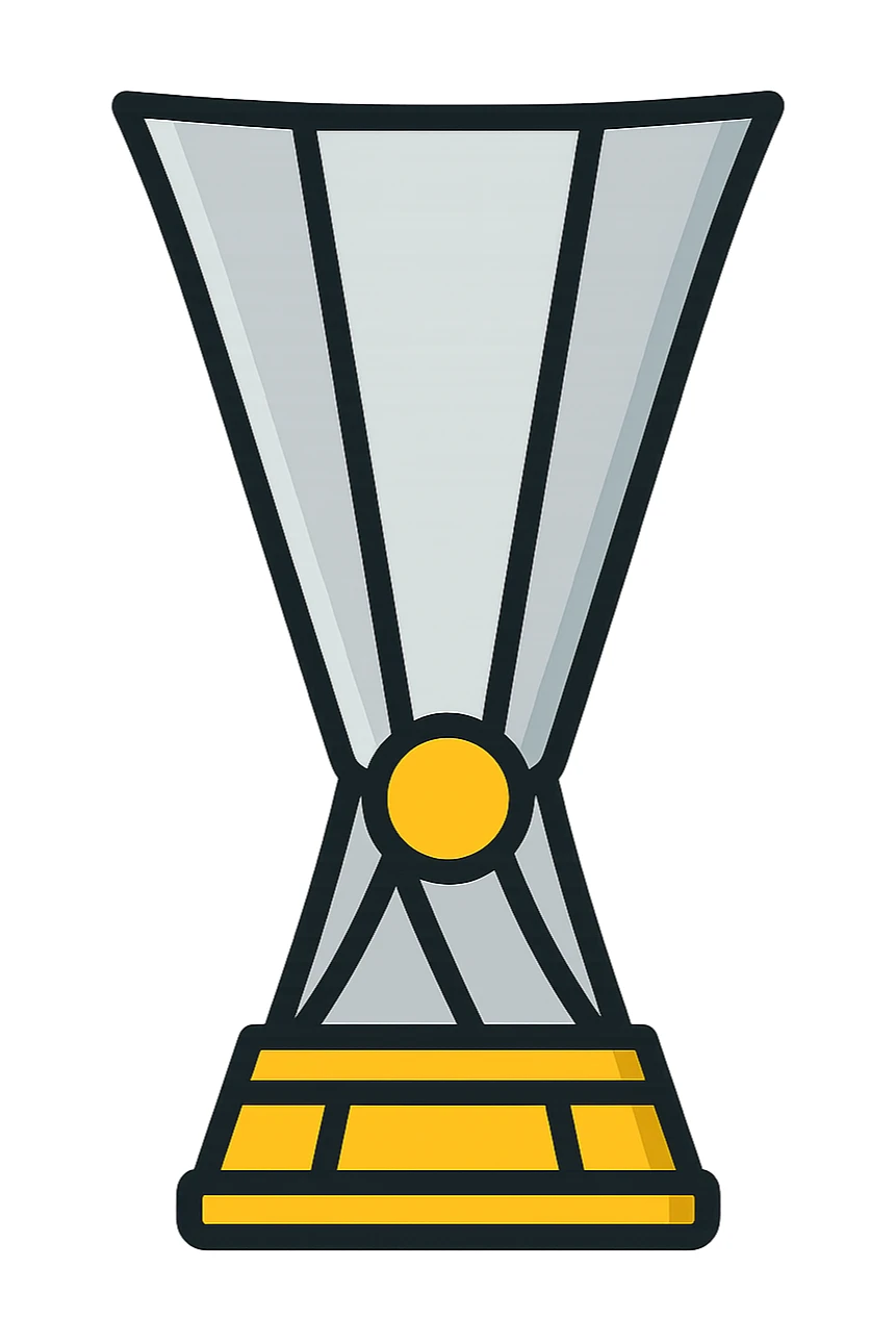 Europa League cup trophy, silver and gold, clean lines, no text sticker