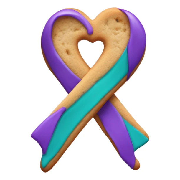 Purple teal Suicide awareness ribbon, heart cookie sticker