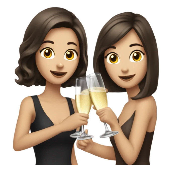 two caucasian brunette girls champagne sticker
