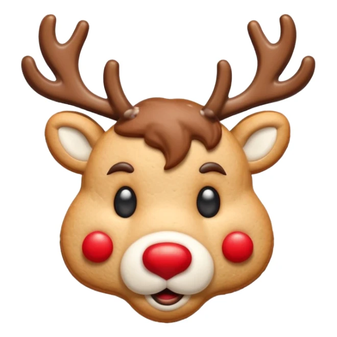 reindeer head shape cookie, no eyes, only have red nose on face sticker