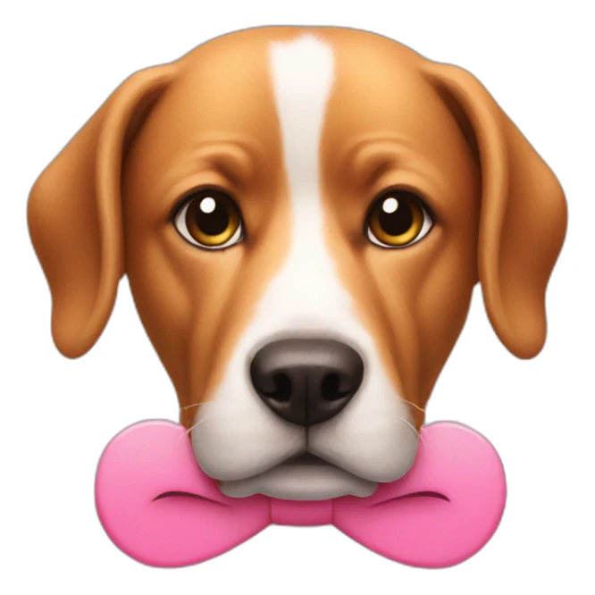 A dog with a fake pink moustache sticker