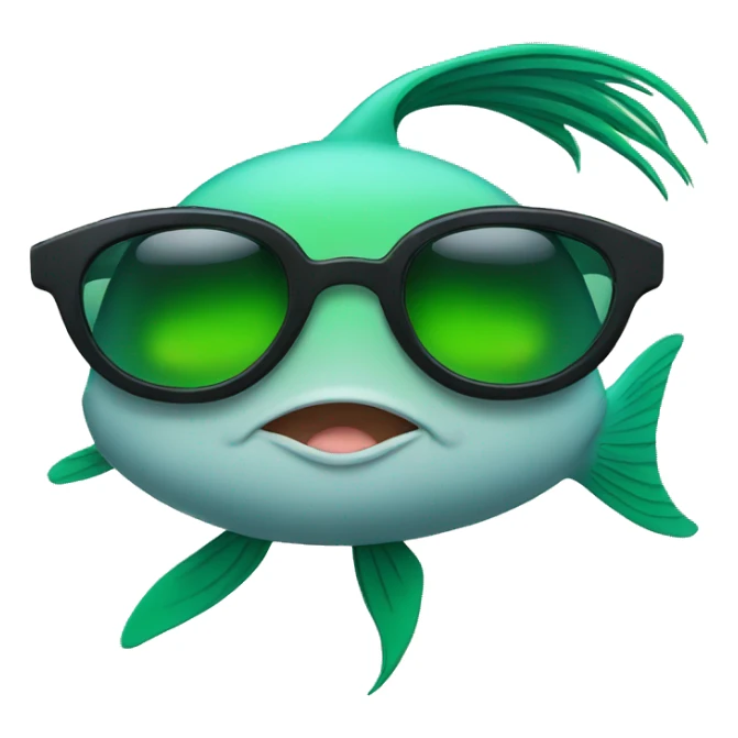 fish with sunglasses and green hair sticker