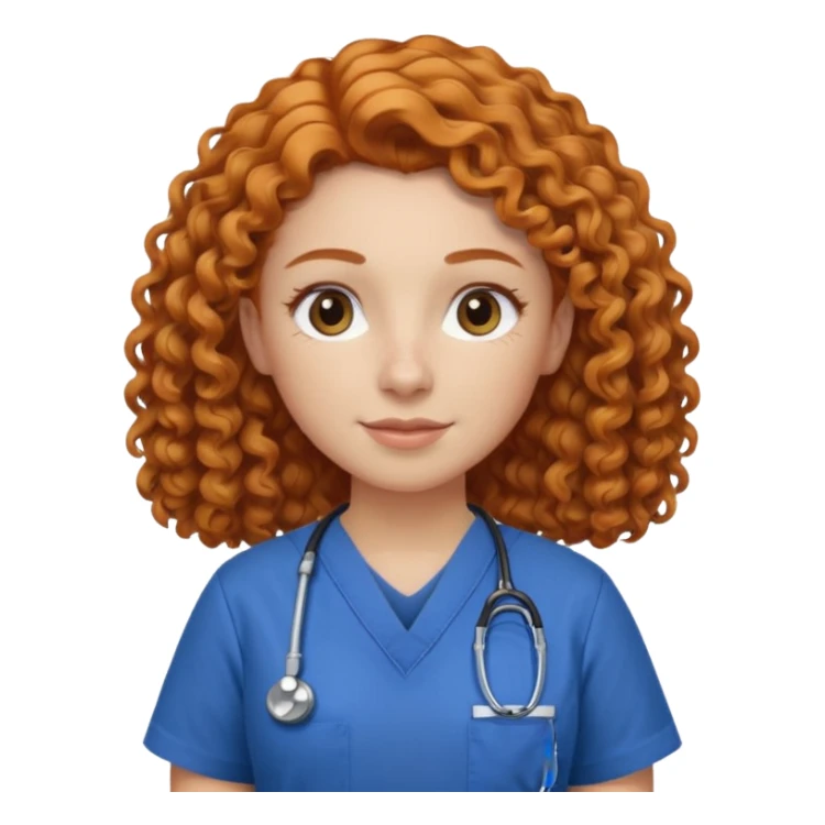 a ginger curly hair vet woman with blue scrub 

 sticker