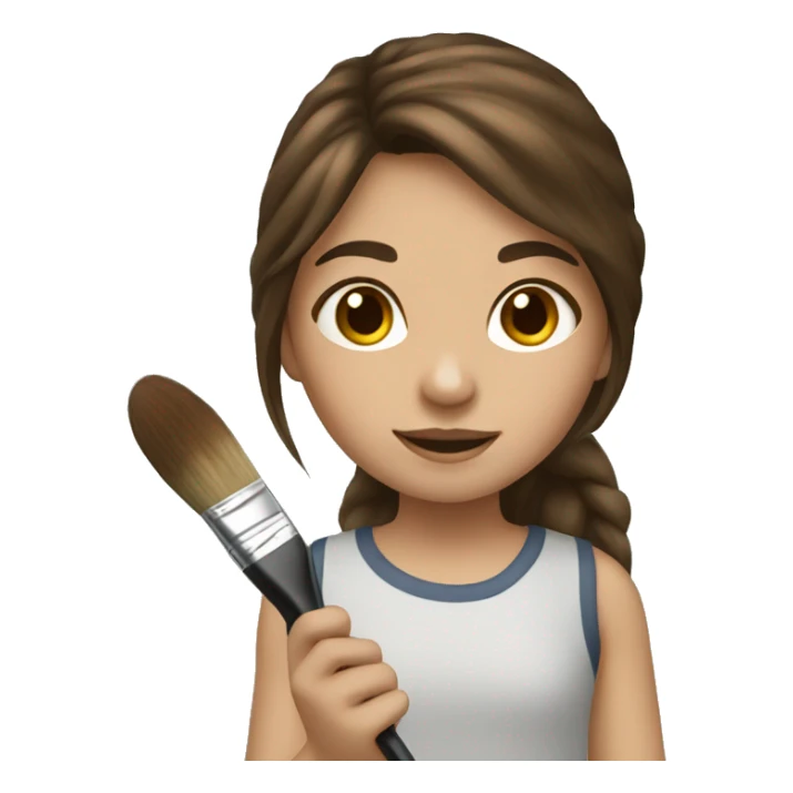 girl with brown hair with a brush in paint sticker