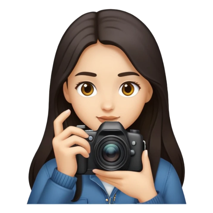 photographer girl, light medium skin, long dark hair sticker