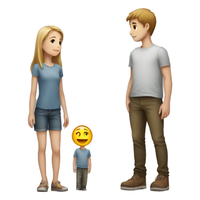 Long height boy looking at a short height girl sticker