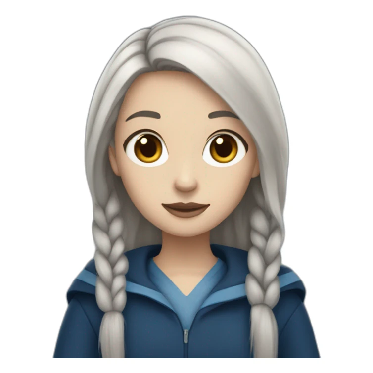 Ravenclaw girl with grayish straight hair white skin sticker