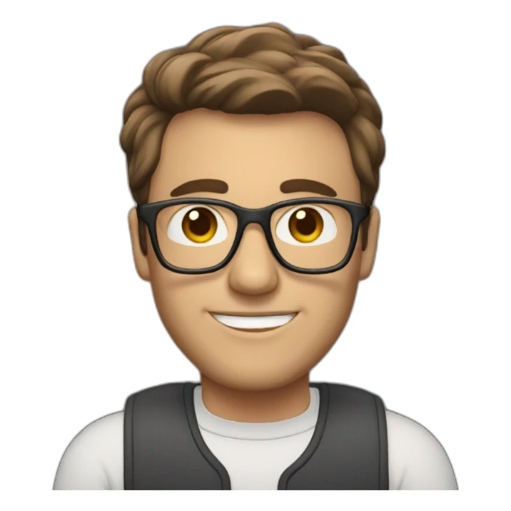 Ad man, brown hair, middle aged, glasses sticker