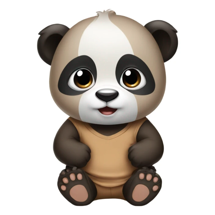 Baby panda wearing brown t shirt sticker