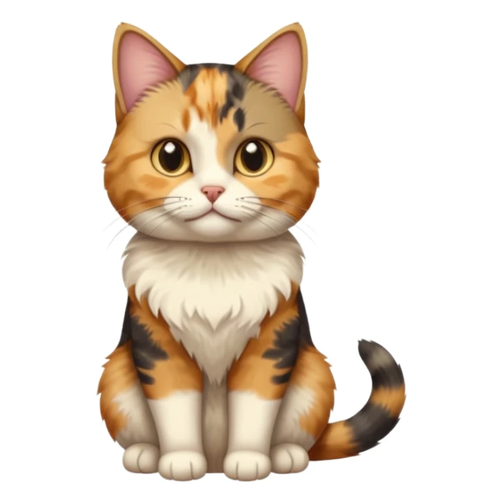 full body calico tabby  cat with small head and short but chubby body sticker