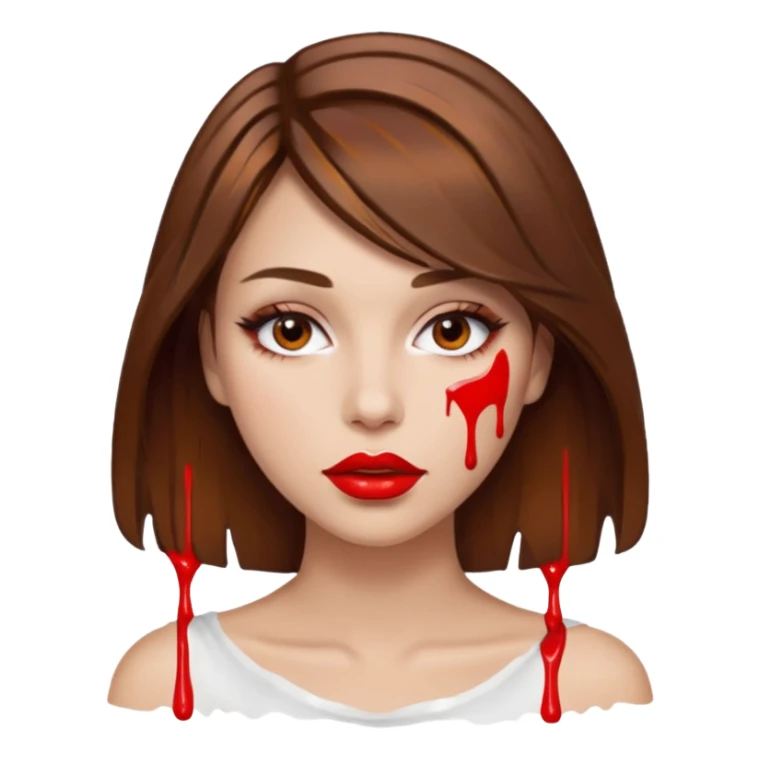 Brown Hair, Woman, white paint drip, face, hot, Sexy, lips sticker